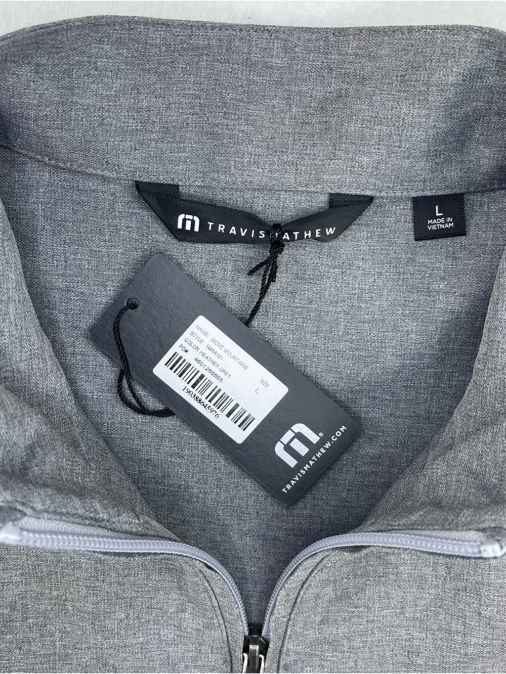 Travis Mathew Move Mountains Quarter Zip Mens L Gray Golf Pullover Floral NWT - Picture 3 of 10